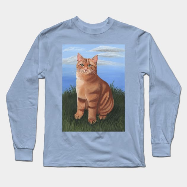 Ginger Tabby Cat Long Sleeve T-Shirt by WolfySilver